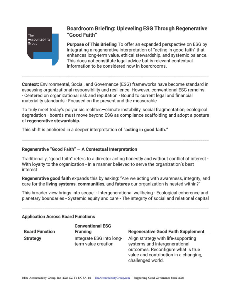 Upleveling ESG
Through “Good Faith” Upleveling ESG
Through “Good Faith”